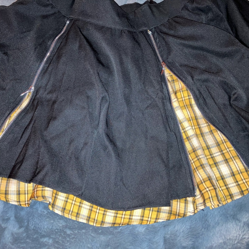 Black and Yellow Plaid Skater Skirt